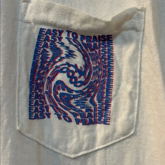 Comfort Colors White Short Sleeve Tee with Purple Paisley Pocket - Picture 2 of 5